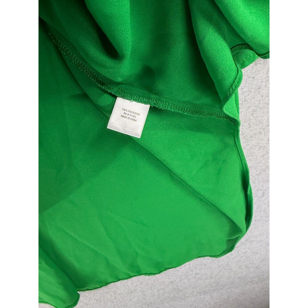 Chaus Women’s 3X Green Split Neck Roll Tab Sleeve High Low Blouse 3486 - Picture 4 of 8